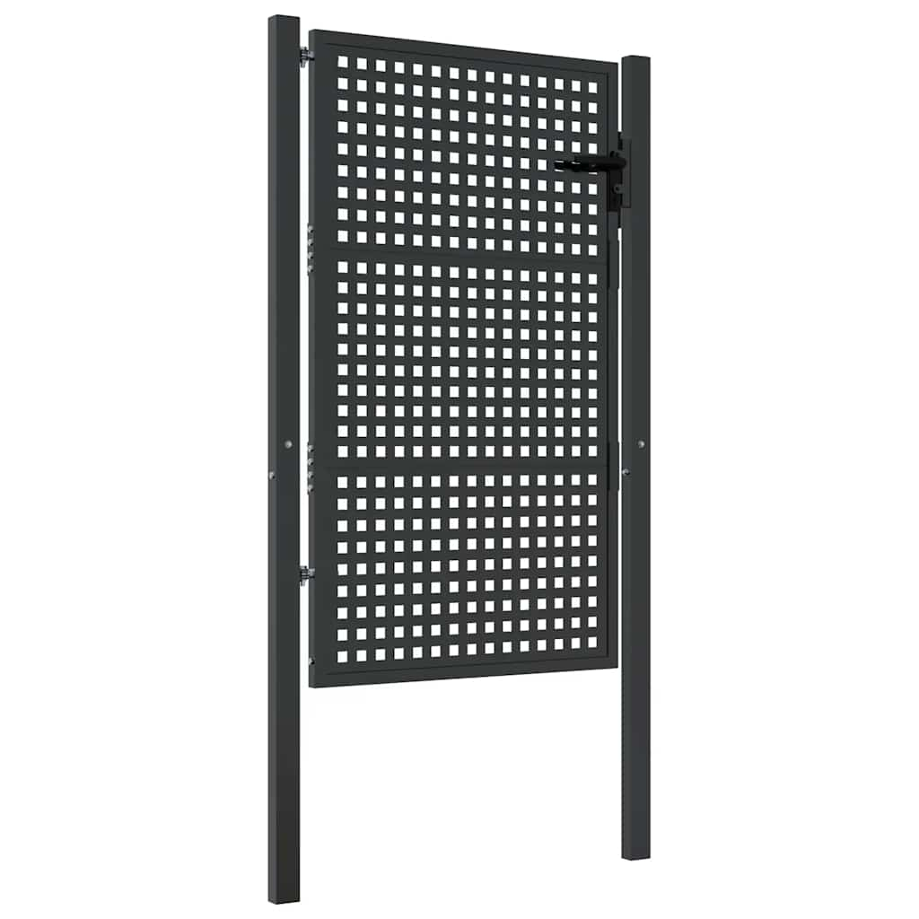 vidaXL puerta de jardín antracita 100x150 cm acero