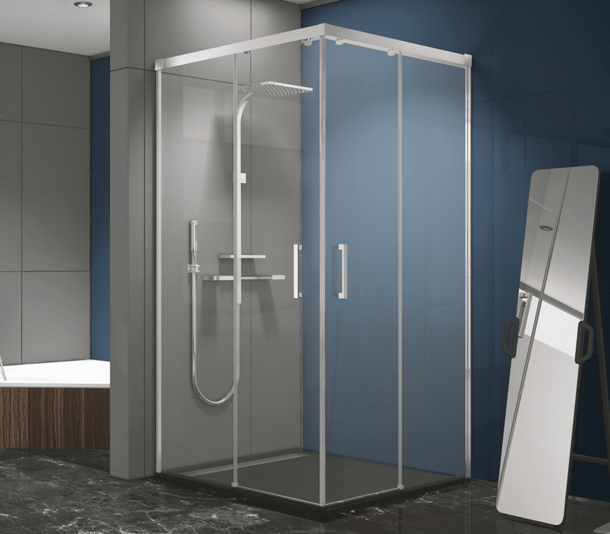Mampara esquina 2 fijos + 2 puertas correderas 80 x 80 cm slider cromado