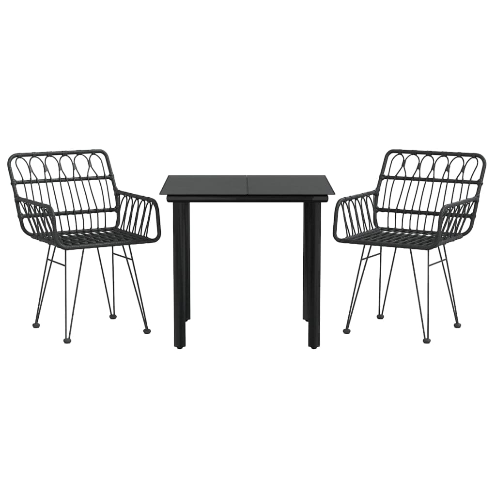 vidaXL juego de comedor de jardín 3 piezas ratán sintético negro