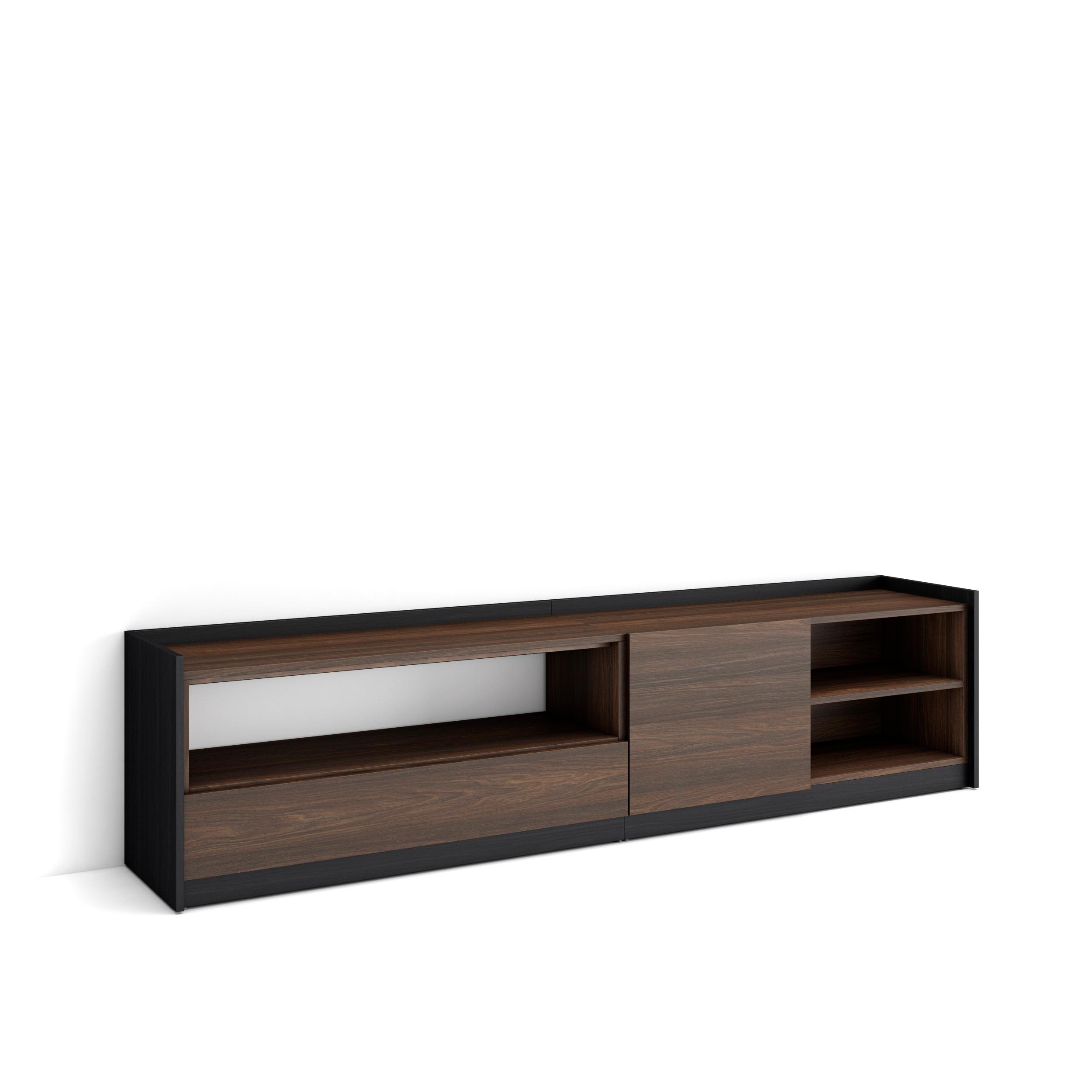 Mueble tv, 207x50x37cm, roble oscuro y negro rf4392