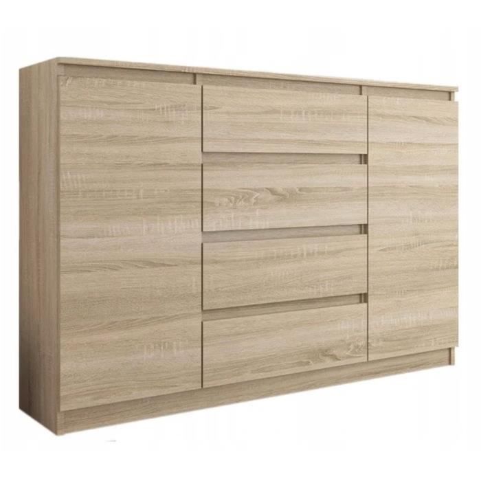 Cómoda 2 puertas 4 cajones - 120 x 39 x 101 cm