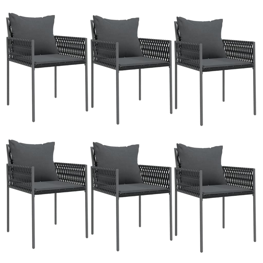 vidaXL sillas jardín y cojines 6 uds ratán sintético negro 54x61x83 cm