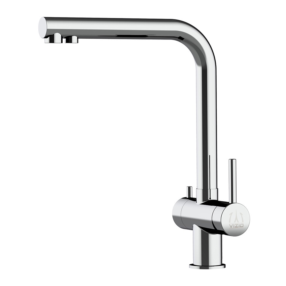 Grifo de cocina 4 vías acero inoxidable caño giratorio en l, pulido
