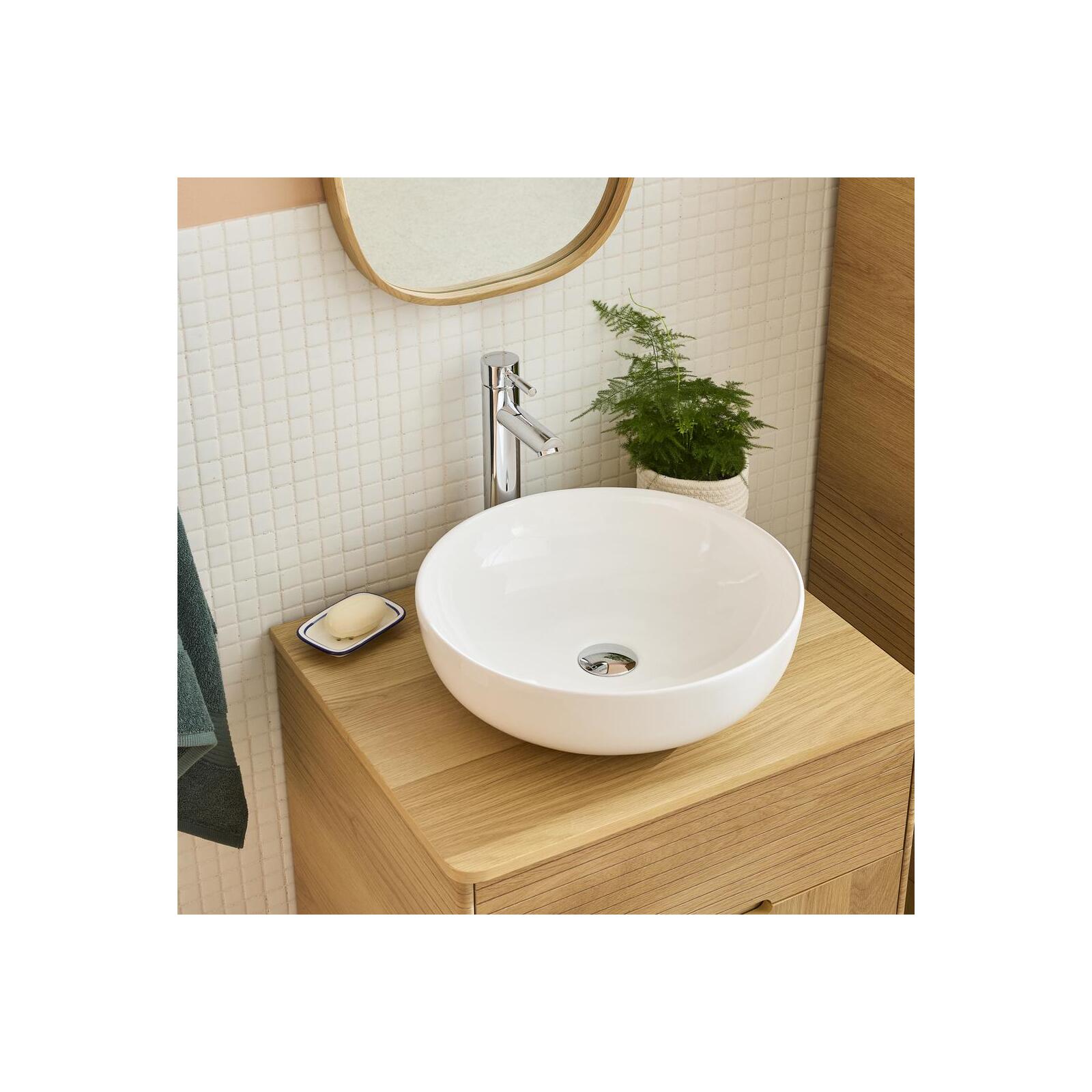 Lavabo sobre encimera redondo de cerámica blanca sacha de 42 cm