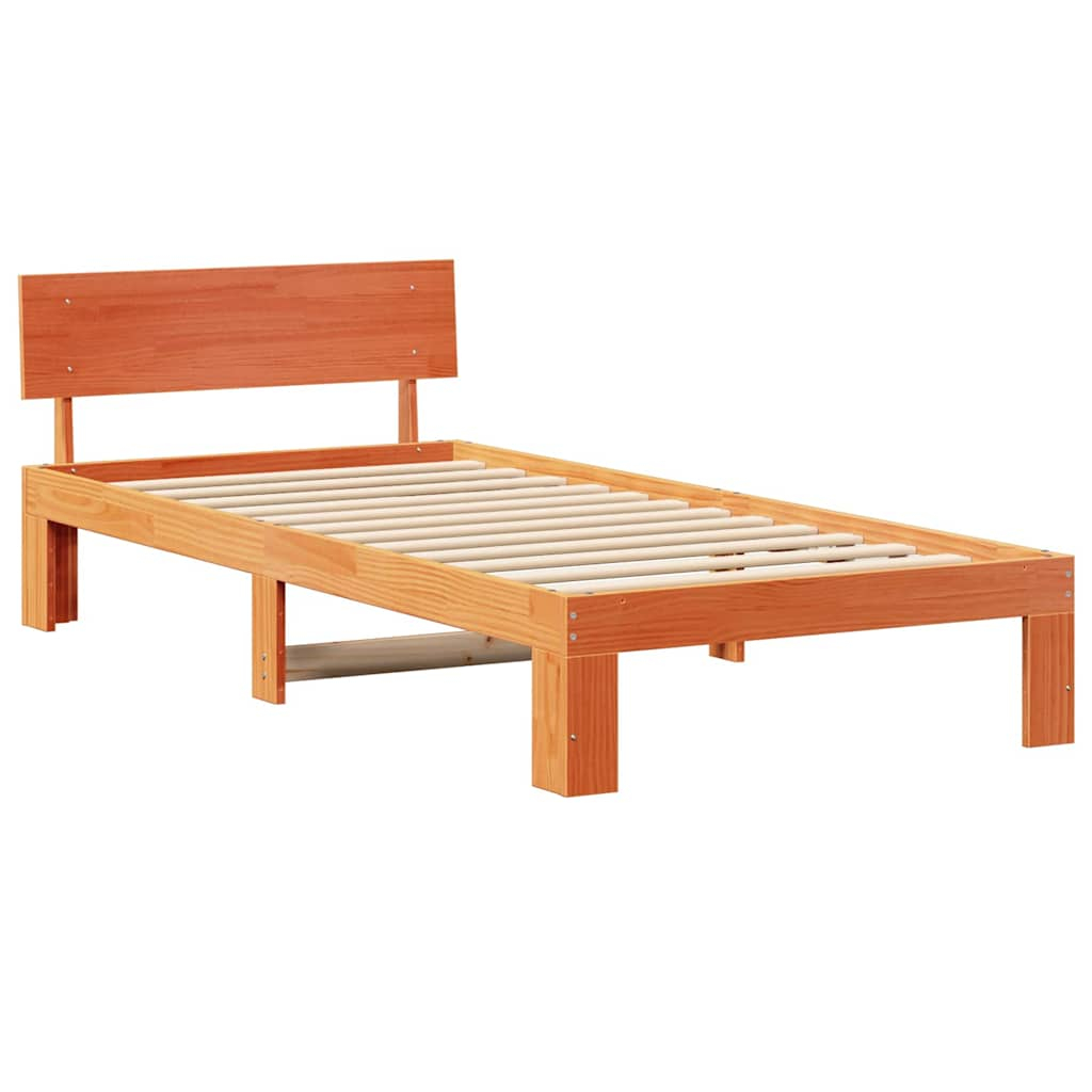 vidaXL estructura de cama marrón 90 x 200 cm madera maciza de pino