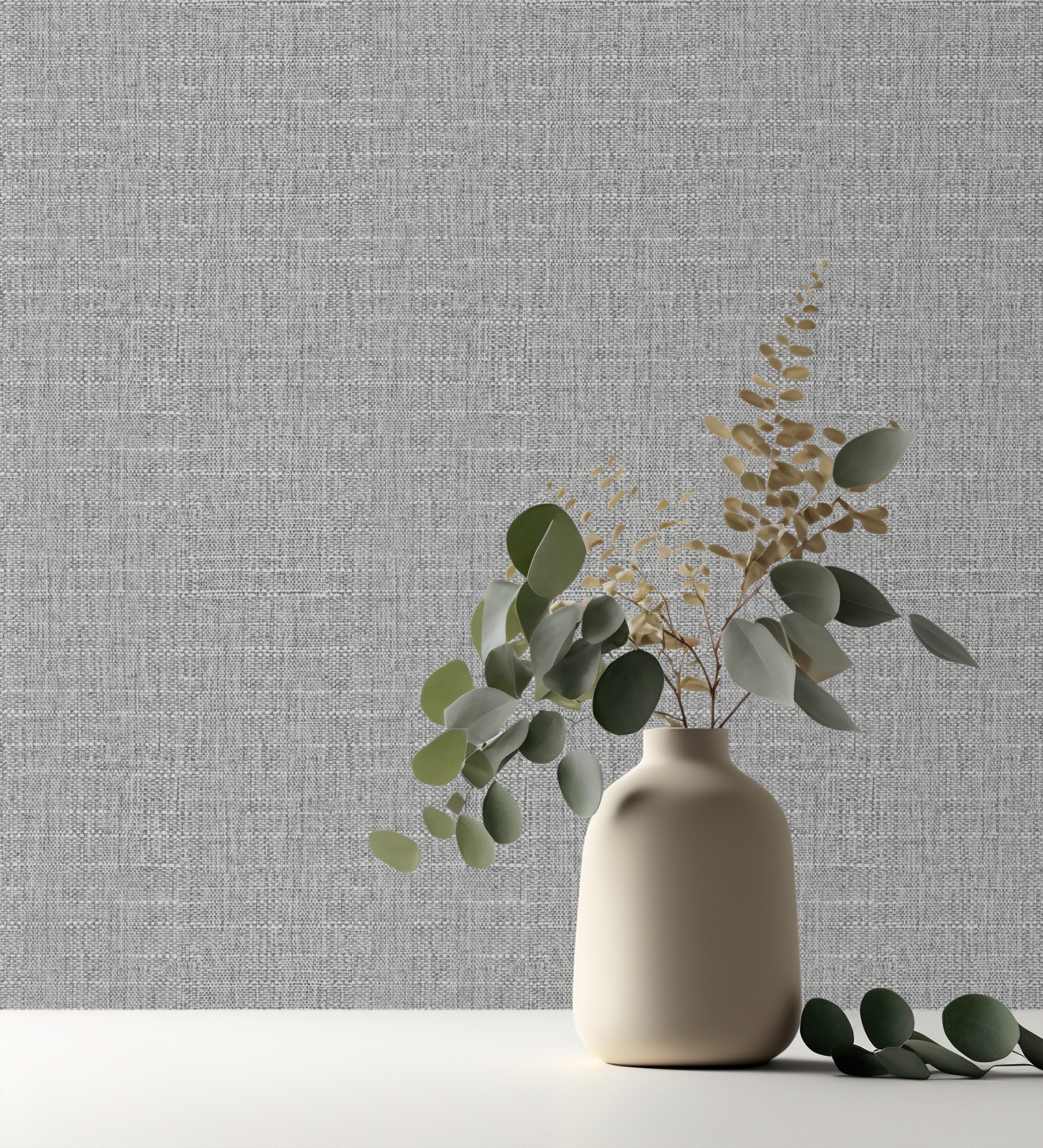Papel pintado gaulan de cuadros escoceses textil en relieve gris 5.33m²
