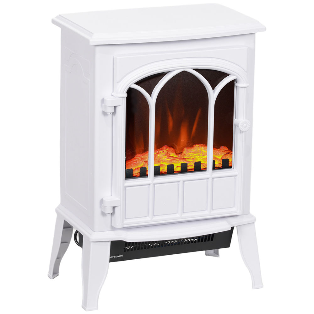 Chimenea eléctrica 39x23x56.5 cm metal, plástico color blanco Homcom