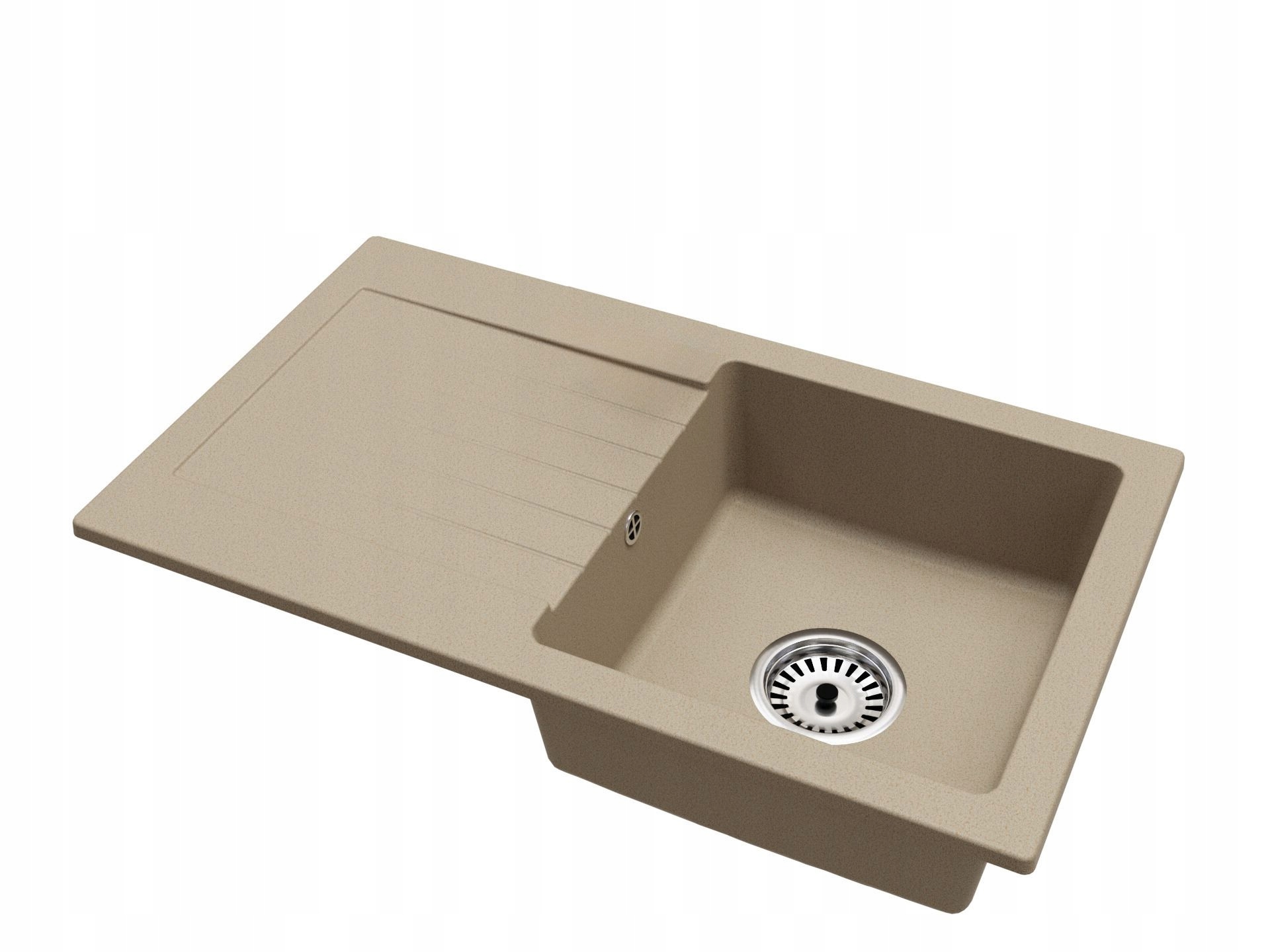 Fregadero cocina beige 43,7x75cm, fregadero granito 1 seno + sifón