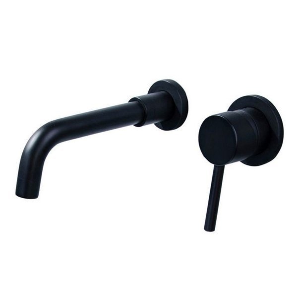 Grifo lavabo empotrado de pared, negro