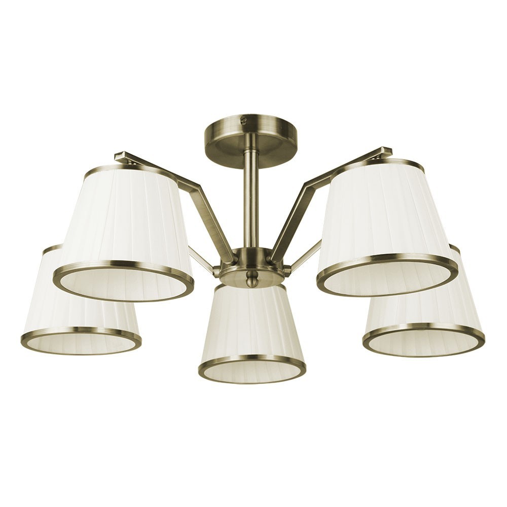 Lampara - trebol - 5 luces - metal y tela - color cuero