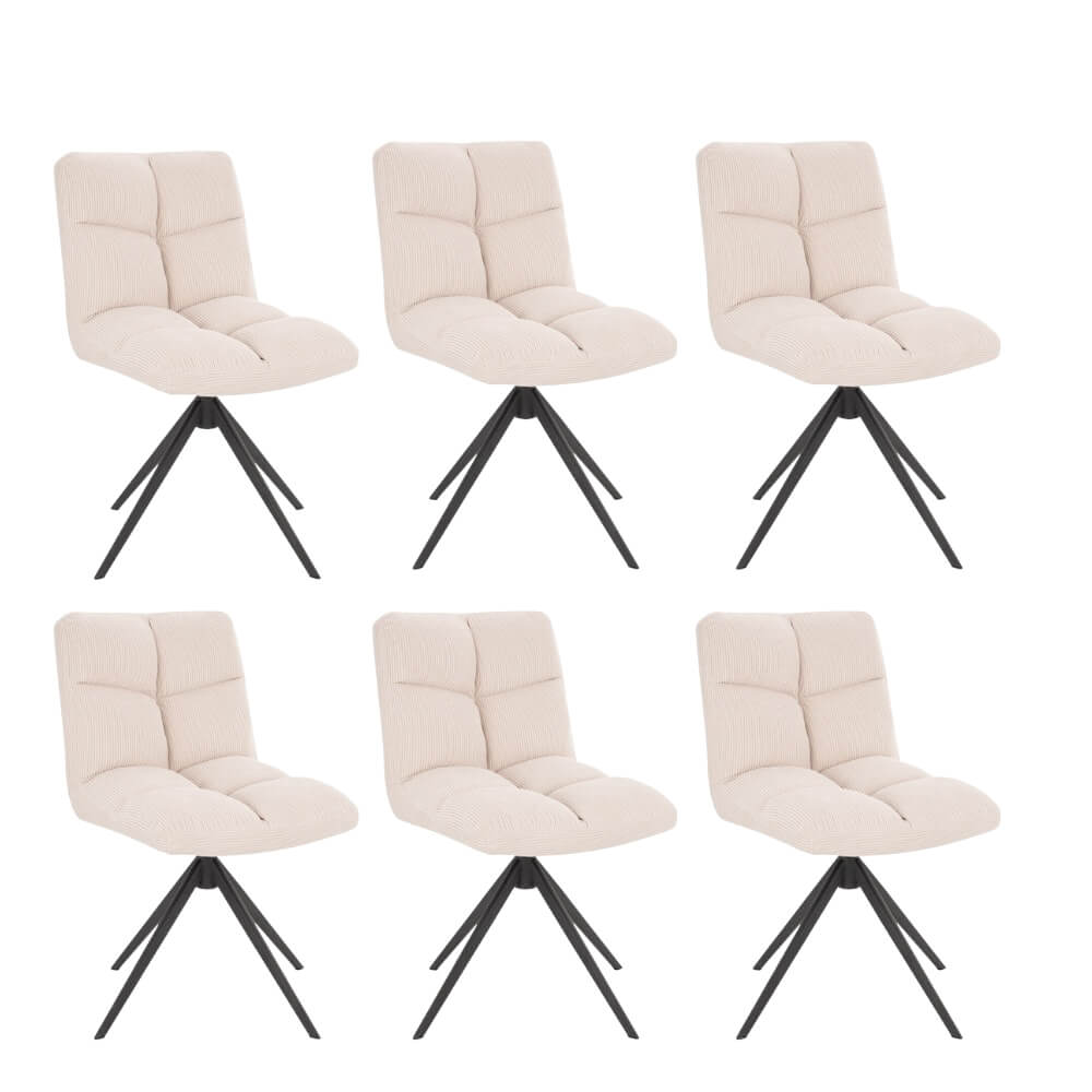 Silla de comedor giratoria cordnoda - lote de 6 crema