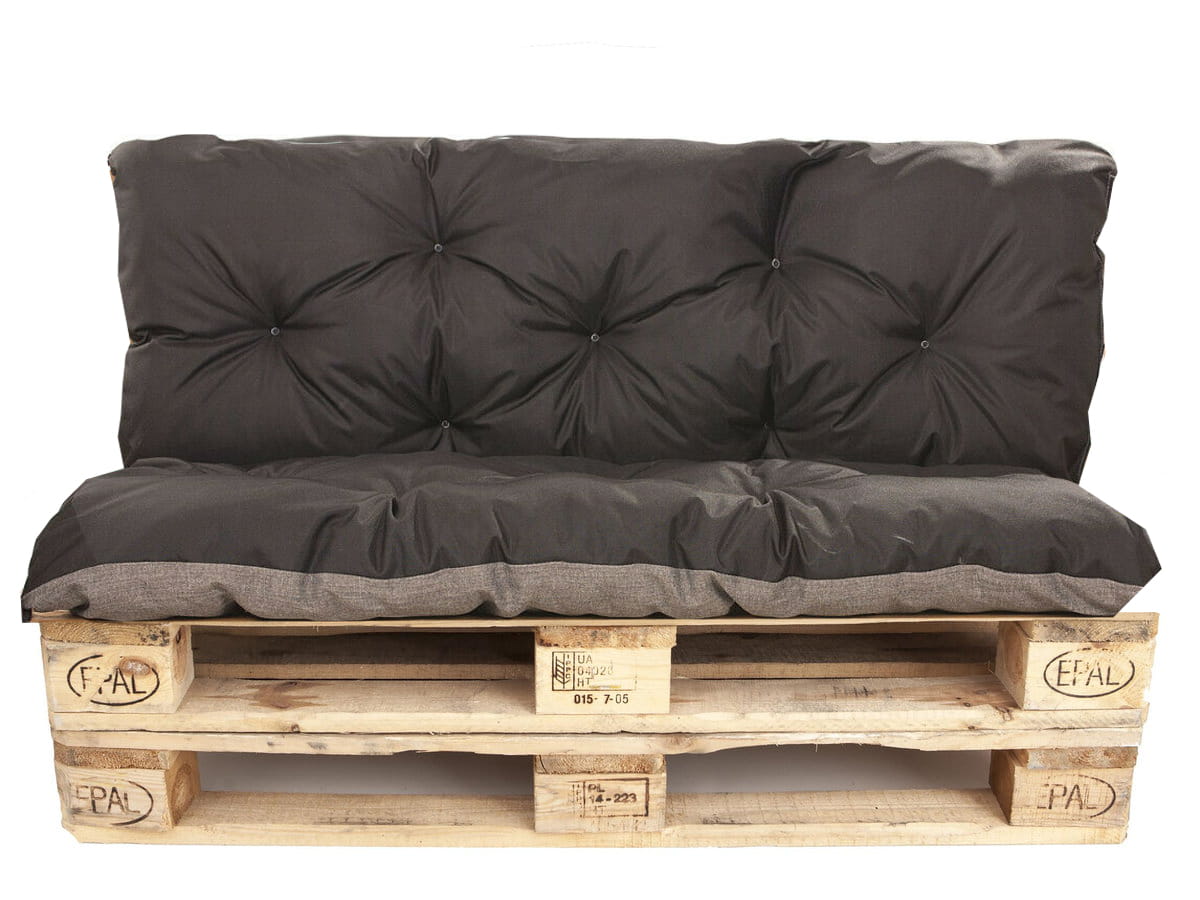 Cojines para palets de 120x50x40cm, cojines para sofá de jardín negro
