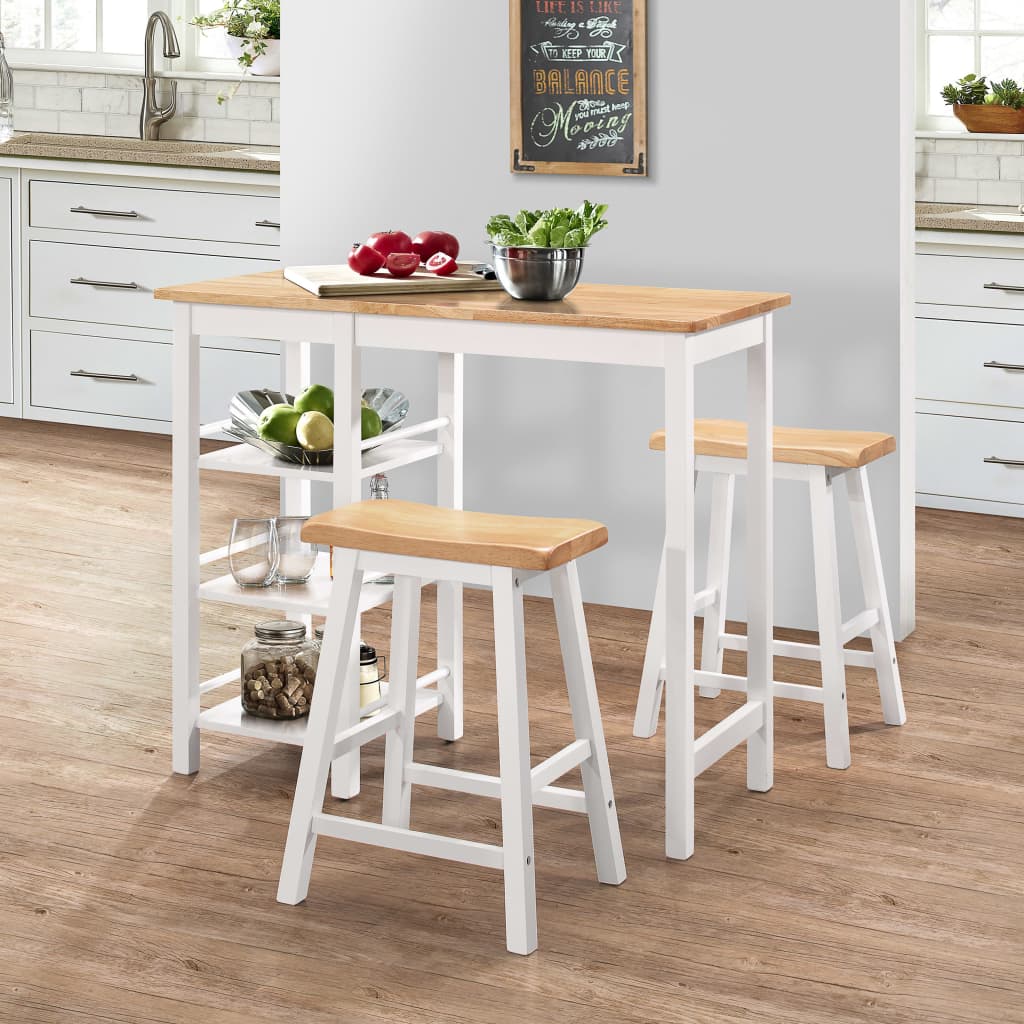 Conjunto de mesa alta de cocina 3 piezas mdf blanco oif141631