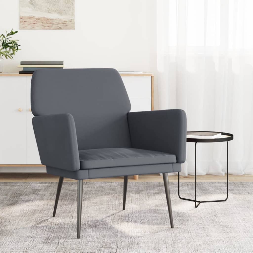 Sillón de terciopelo gris oscuro 62x79x79 cm es4590