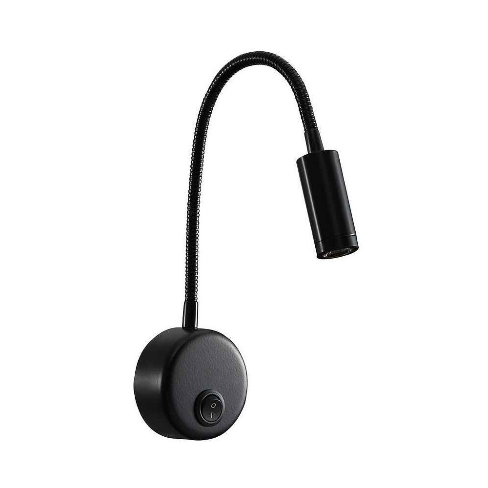 Aplique 3w 4000k 285lm edgar negro 40x7x19 cm con interruptor, articulable
