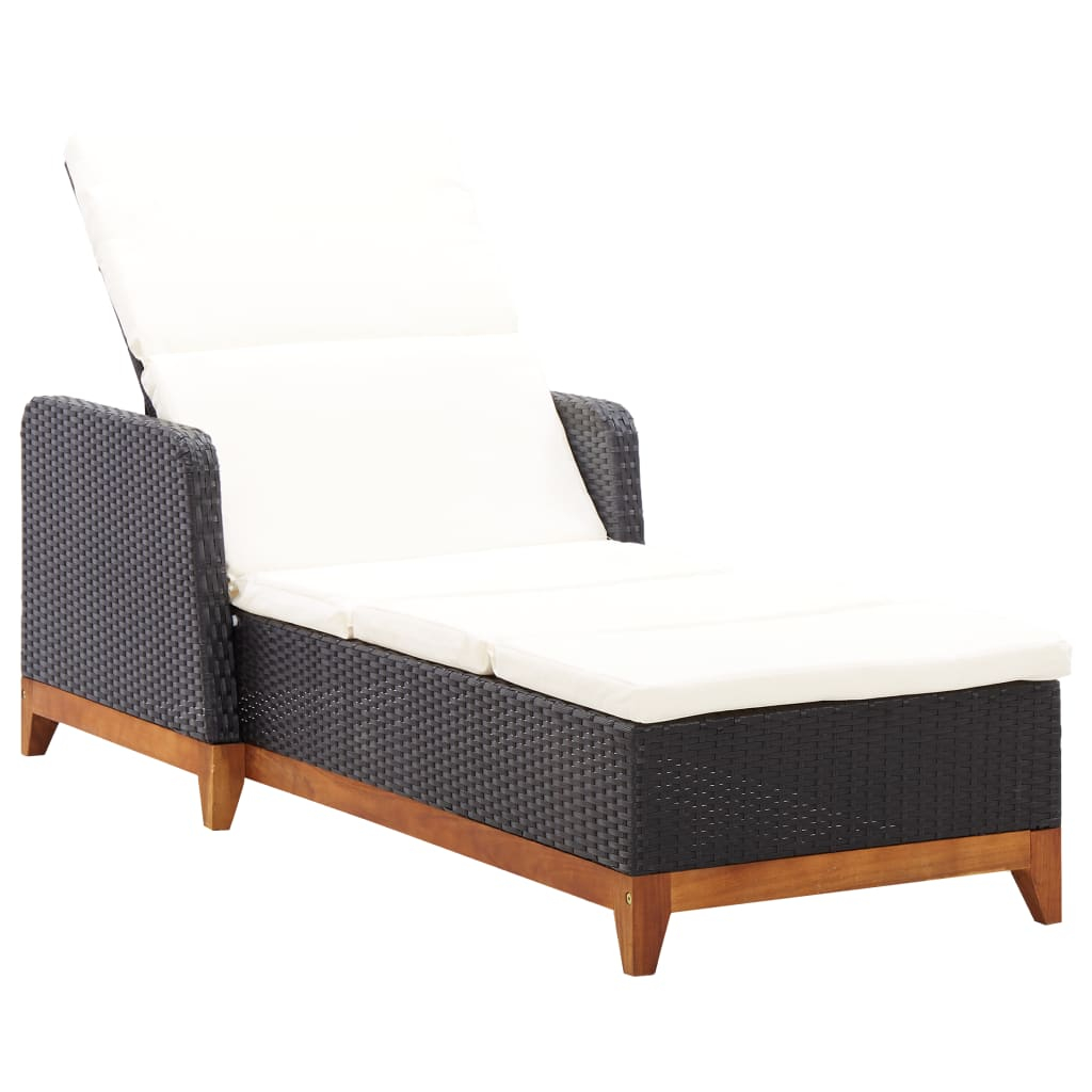 vidaXL tumbona de ratán sintético y madera maciza de acacia negro