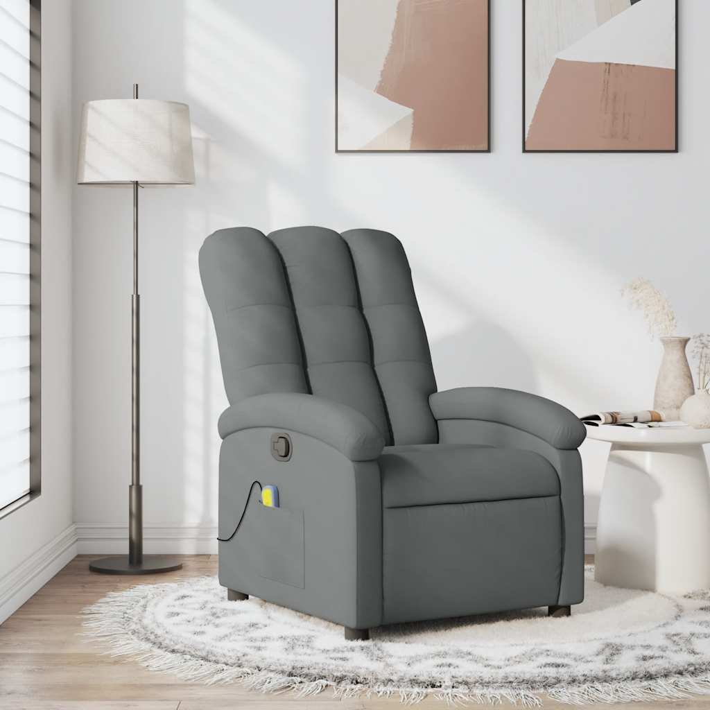 Sillón de masaje reclinable de tela gris oscuro qweo1359