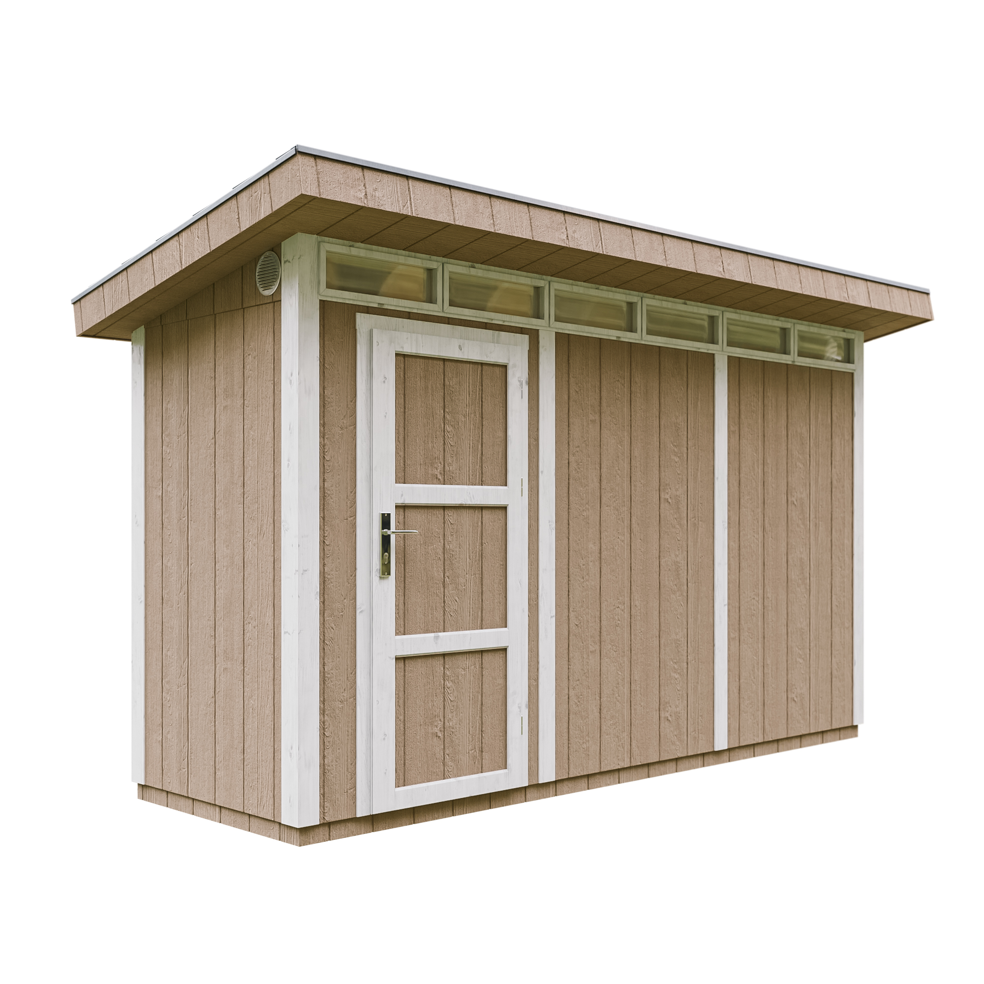 Caseta de jardín Timbela m902-terra brown, 4,3 m², premium, 161×411 cm