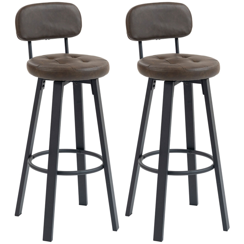 Taburetes de bar 35.5x43.5x98 cm pu, metal color marrón Homcom