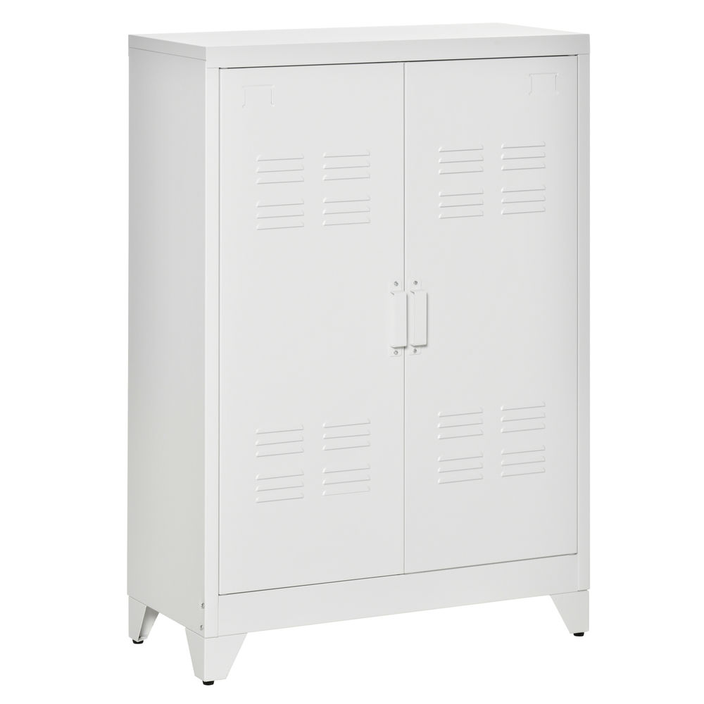 Aparador 75x33x110 cm metal color blanco Homcom