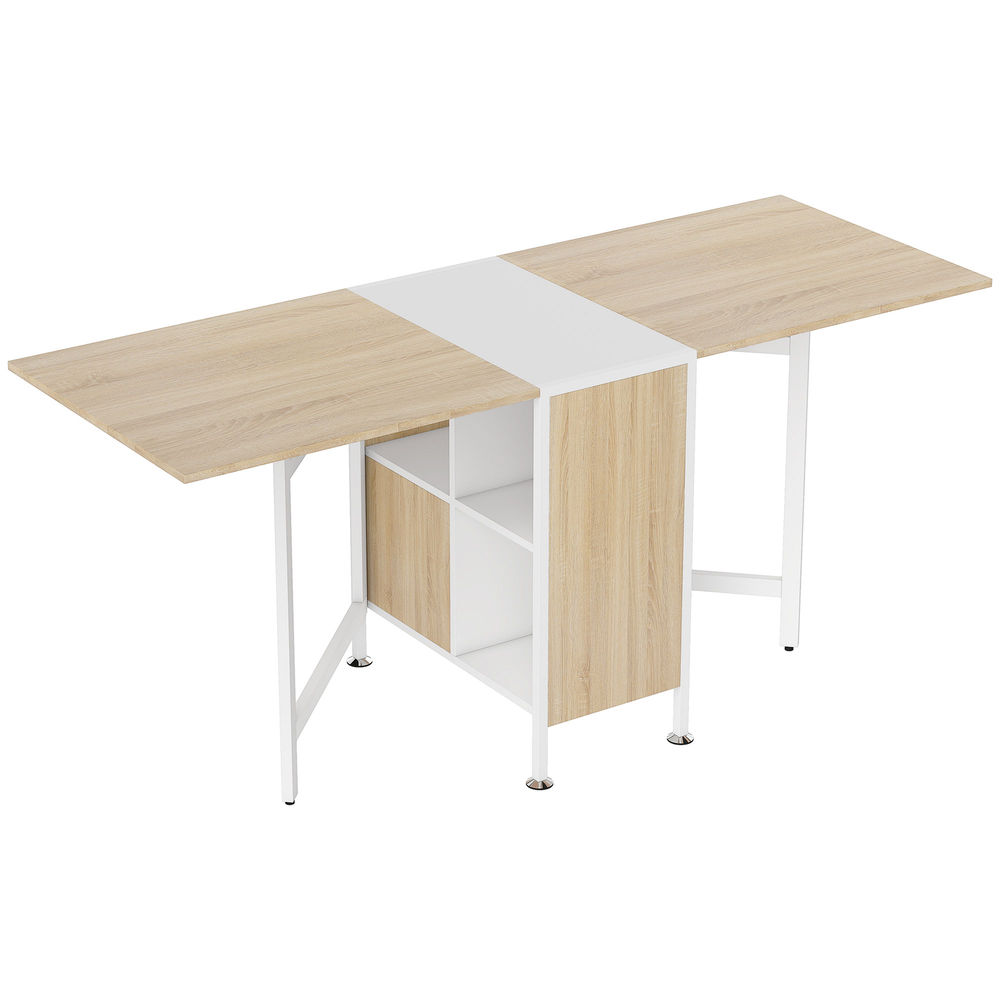 Mesa plegable de almacenaje 169x60x75cm mdf y metal color marrón Homcom