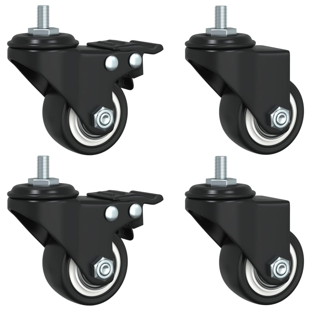 vidaXL ruedas giratorias de hierro negras 4 unidades 35 mm