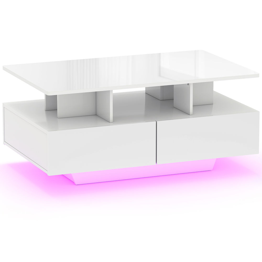 Mesa de centro 90x55x41 cm mdf color blanco Homcom