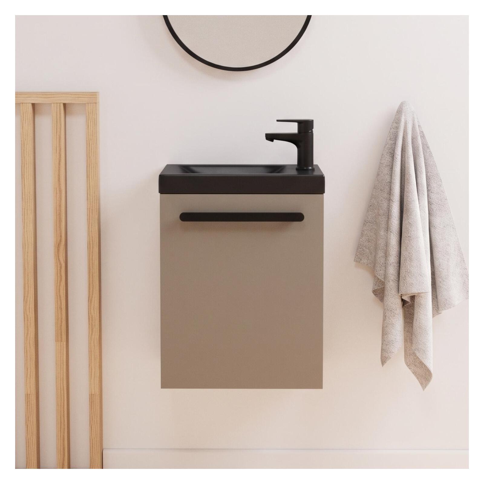 Mueble de lavabo de pared nevada con toallero
