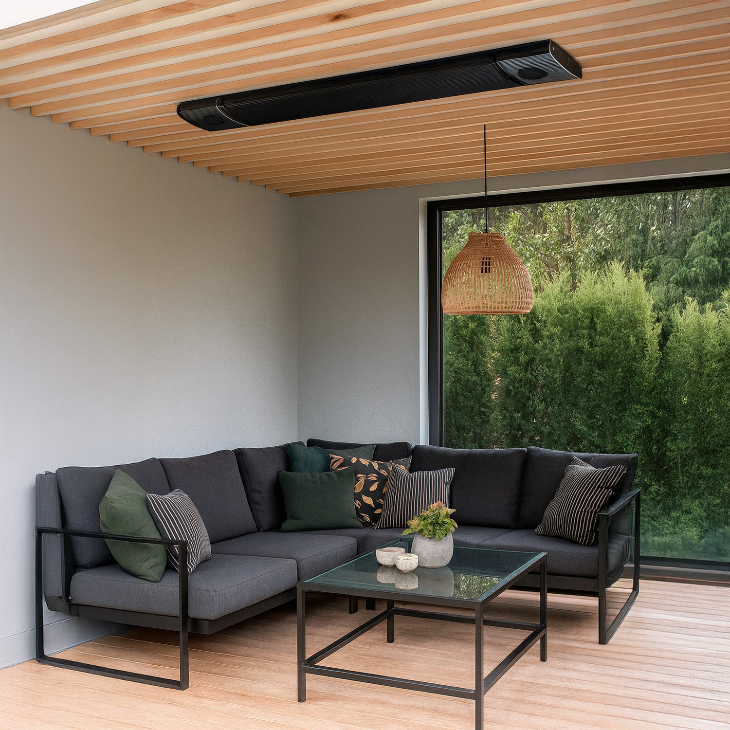 Panel infrarrojo 1000w con altavoz bluetooth ipx4 pared o techo