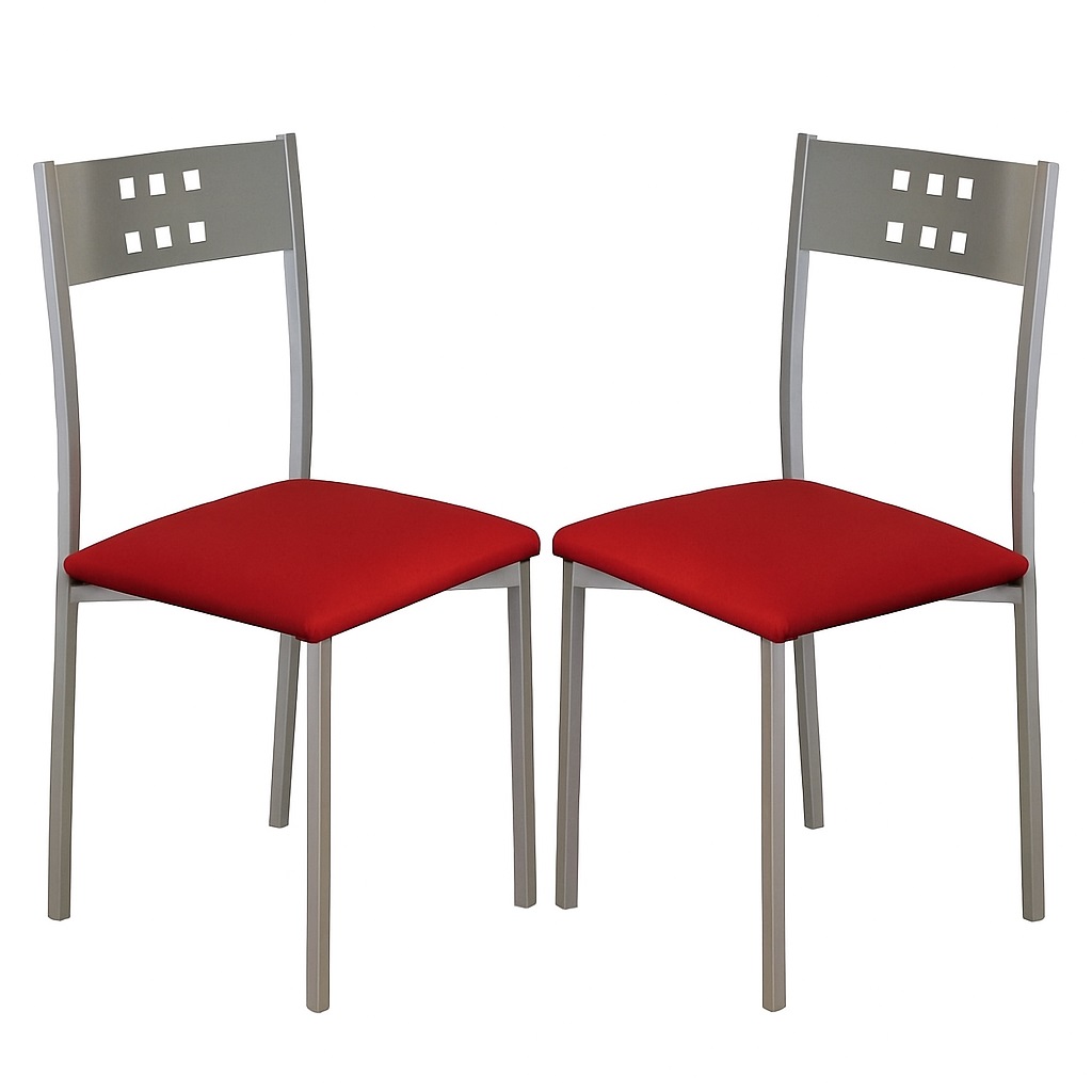 Momma Home set de 2 sillas de cocina xara en polipiel roja