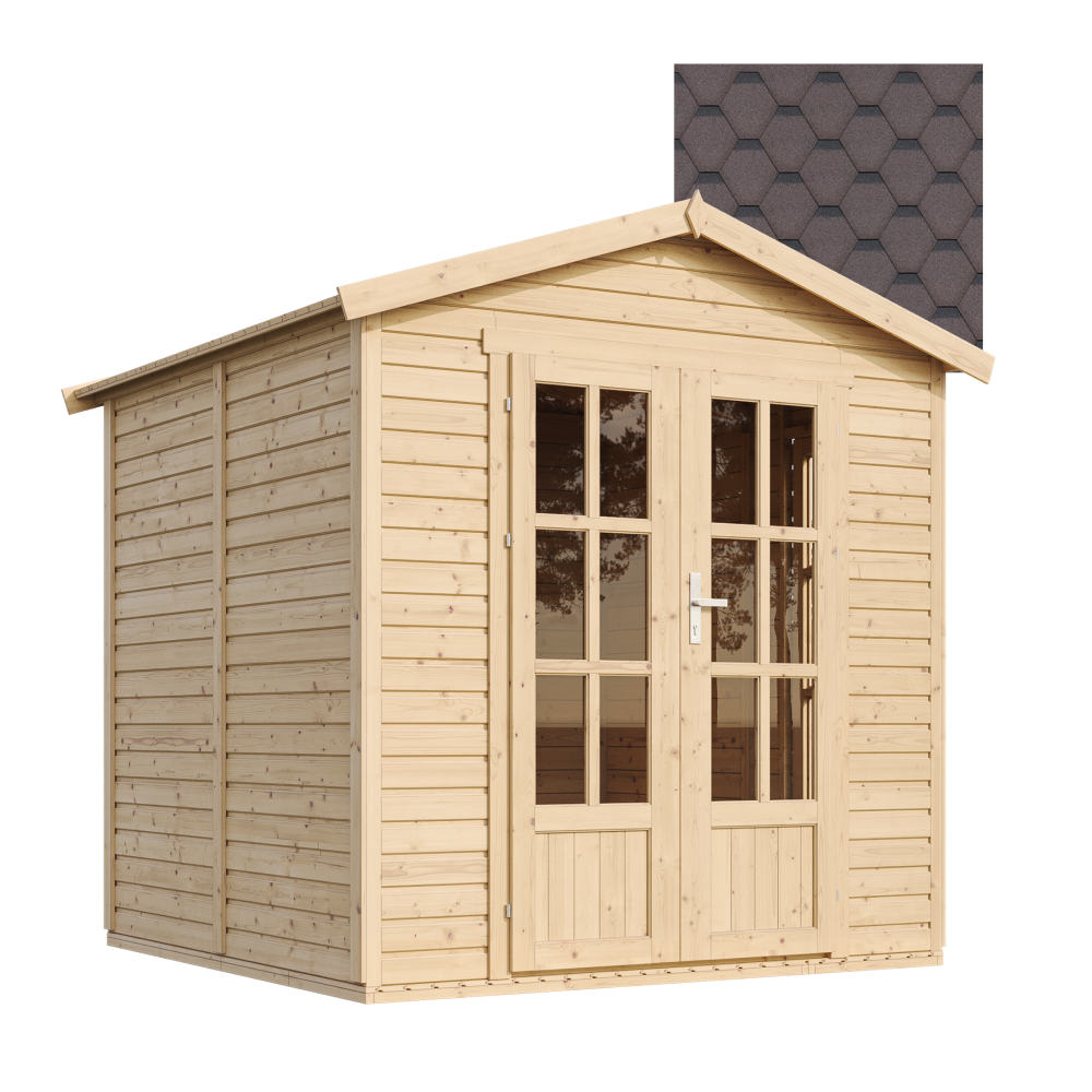 Caseta de jardín de madera Timbela m351fb+h351fbbrown, tejas bituminosas