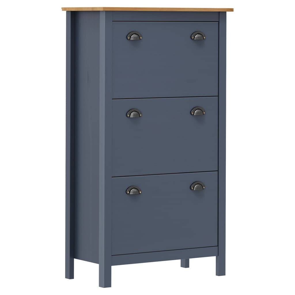 Mueble zapatero hill madera pino gris 72x35x124 cm