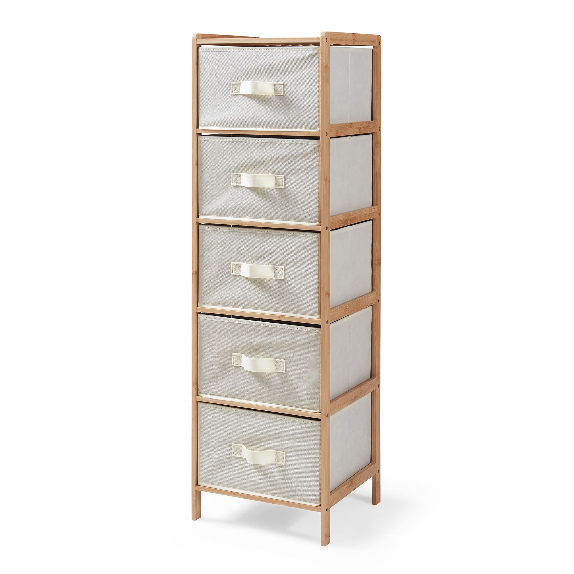Cajonera maldon con 5 cajones vellón 122x37x35cm - bambú/beige [en.casa]