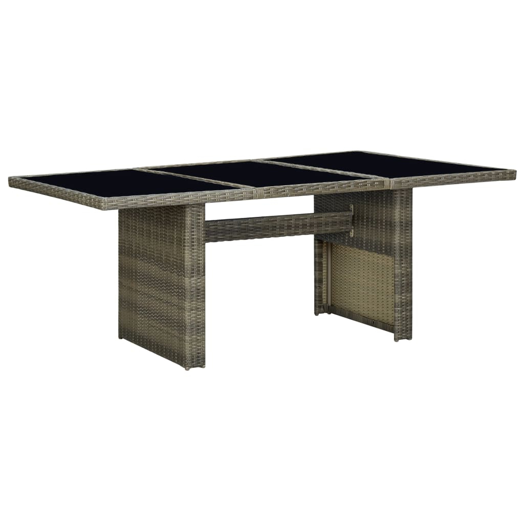 vidaXL mesa de jardín de ratán sintético marrón y vidrio templado