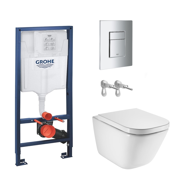 Grohe cisterna y pulsador cromo brillo con inodoro susp roca the gap