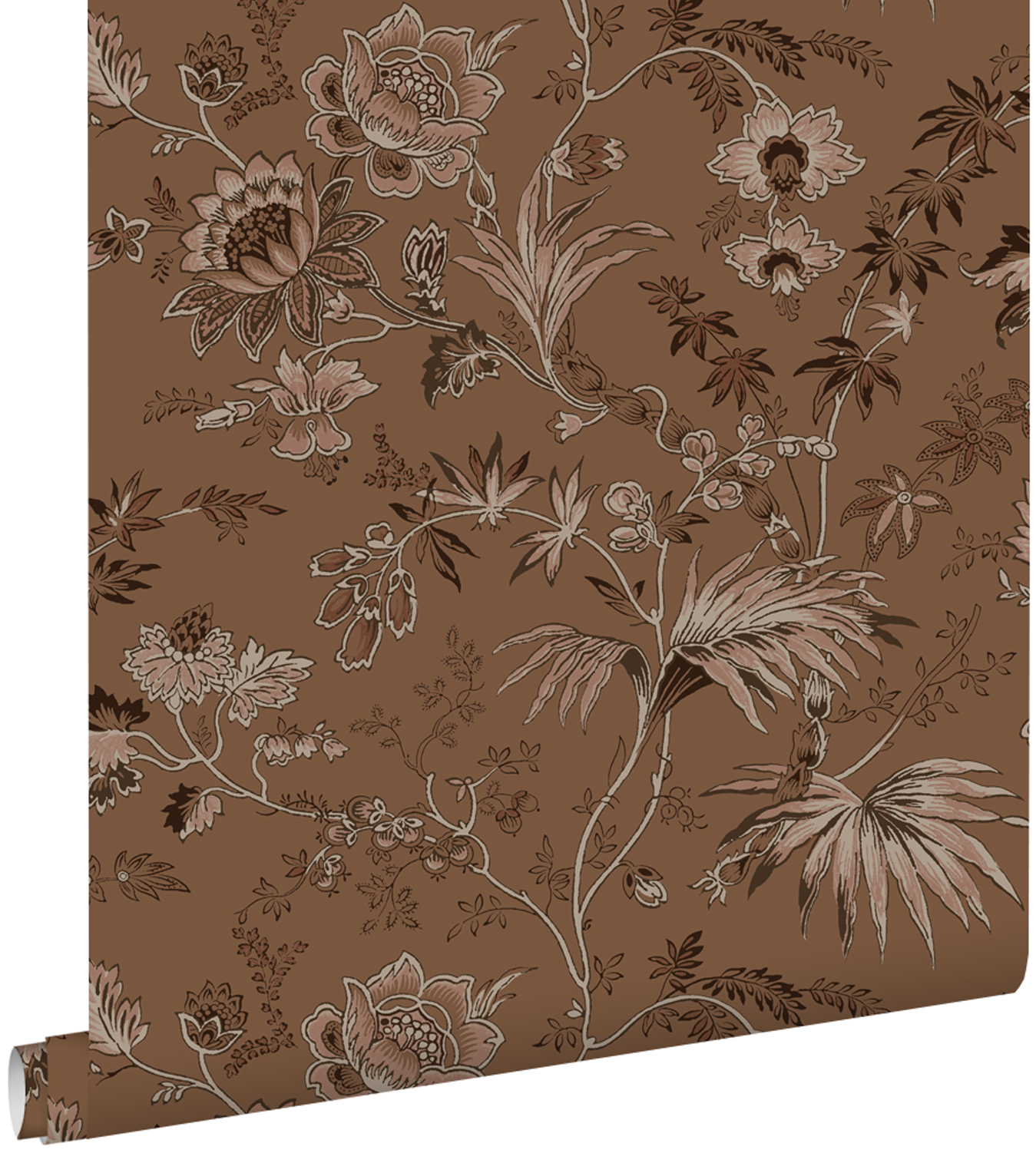 Estahome papel pintado flores vintage marrón terracota 50 x 900 cm
