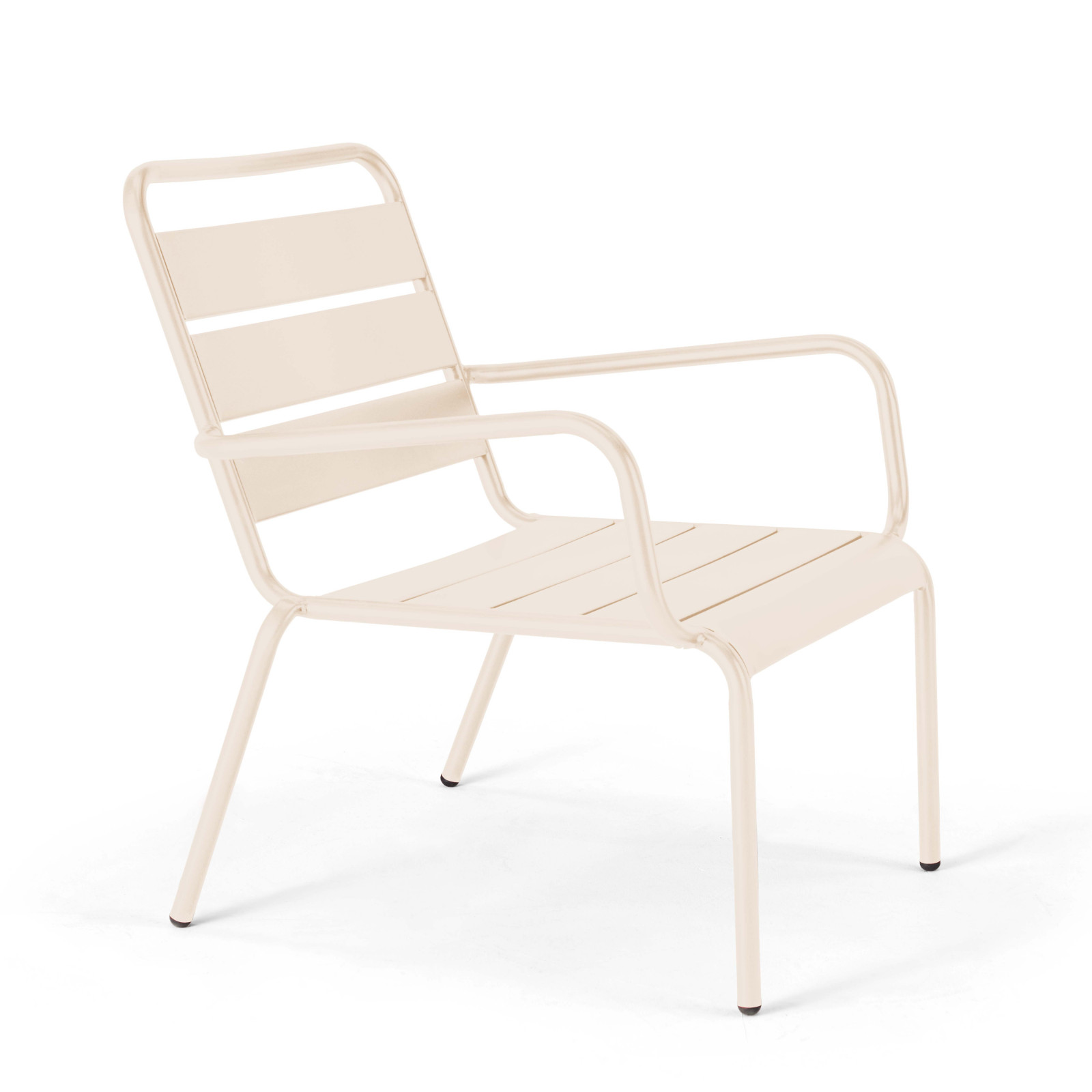 Oviala - sillón de jardín bajo de acero marfil