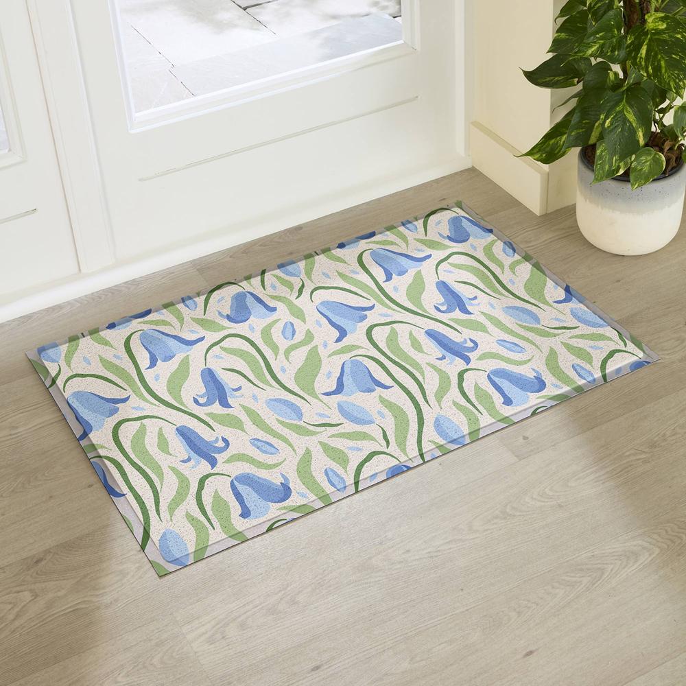 Felpudo felpudo para exterior con diseño de campanillas azules (90 x 60 cm)