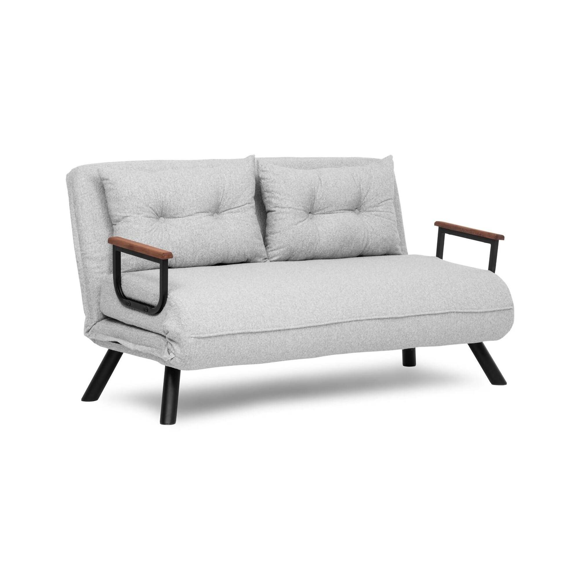 Sofá cama 2 plazas calvin, reclinable, tela gris claro