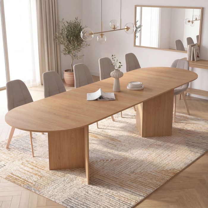 Mesa comedor extensible oval mdf efecto haya - 200-300 cm