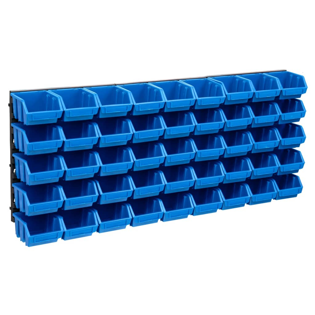 vidaXL kit de cajas de almacenaje 48 pzas paneles de pared azul negro