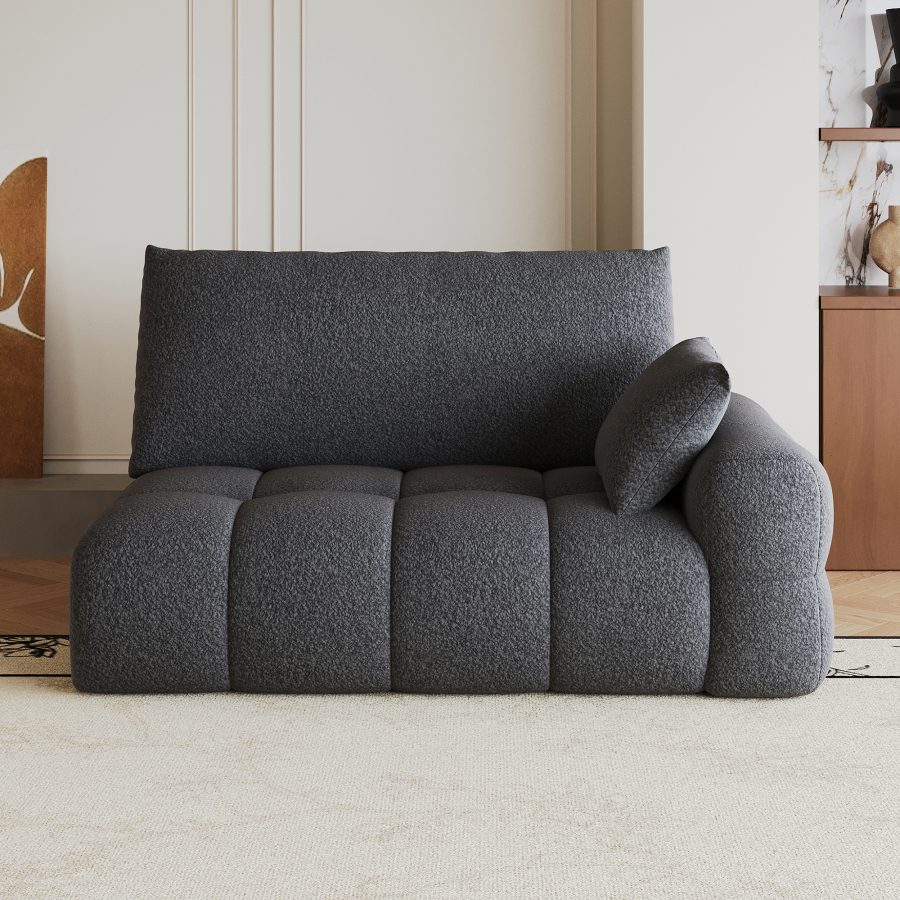 Sofá chaise longue 2 plazas tela gris oscuro
