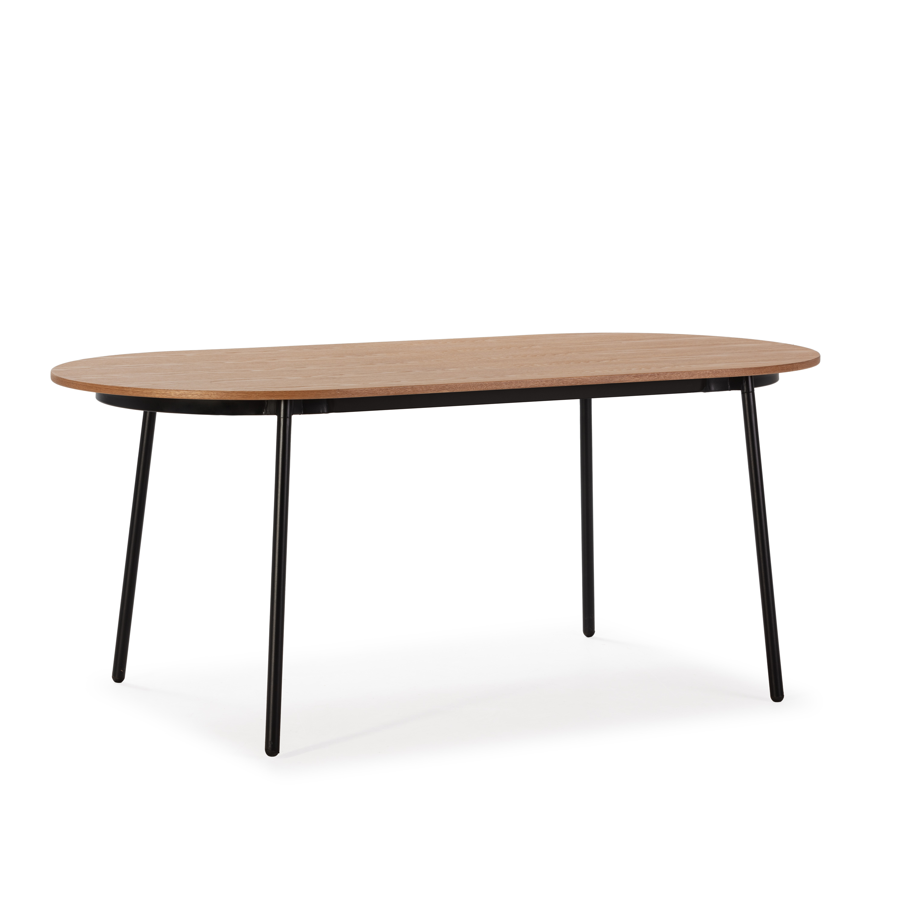 Mesa comedor 180x90x76 madera natural, metal negro