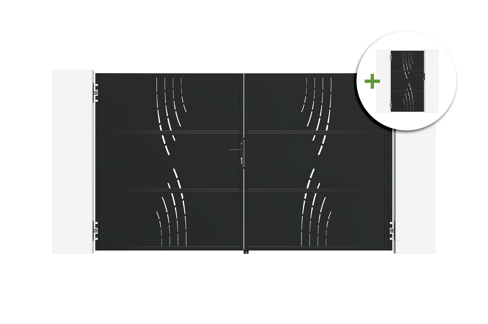 Puerta acero nali veleta 3m alt.180cm + puerta peatonal
