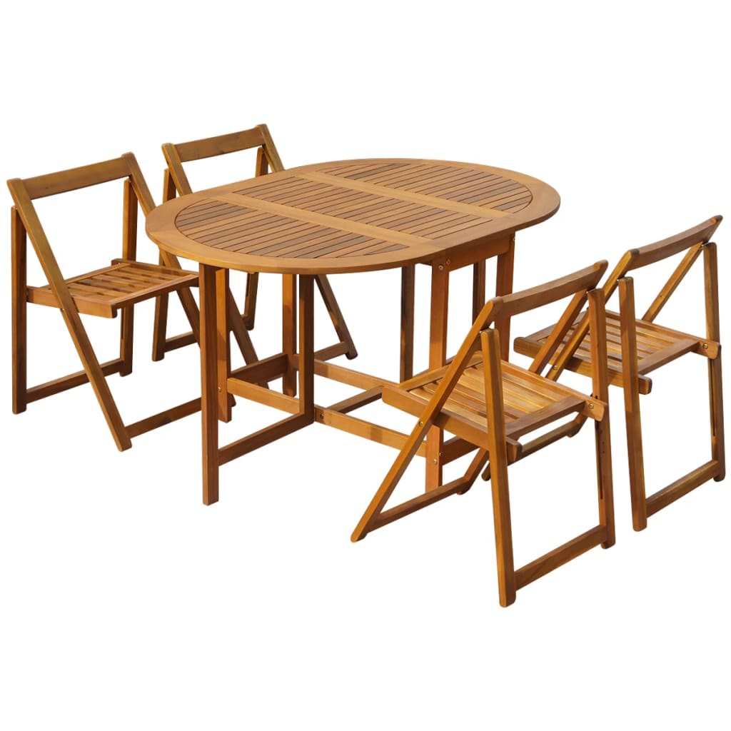 vidaXL set comedor de jardín plegable 5 piezas madera maciza de acacia