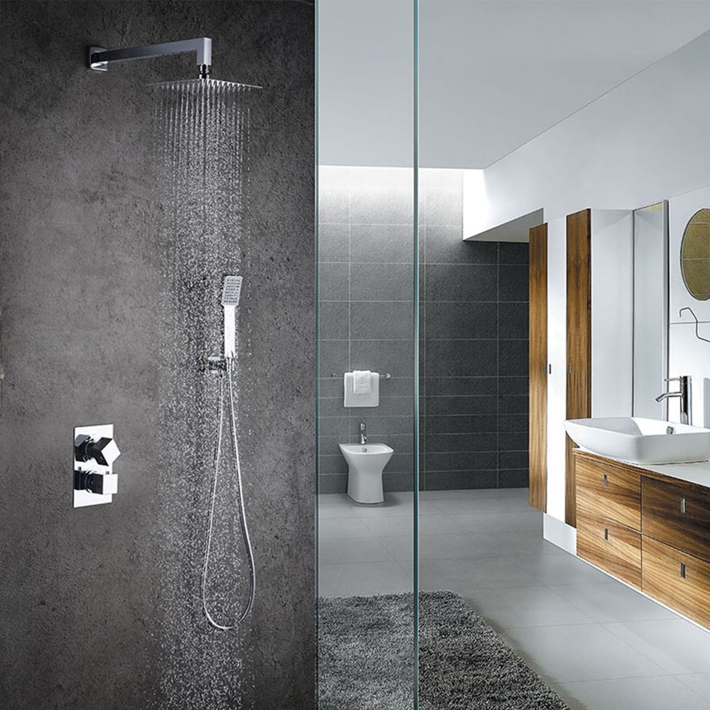 Kibath grifo empotrado de ducha equipo de pared termostático abel cromo