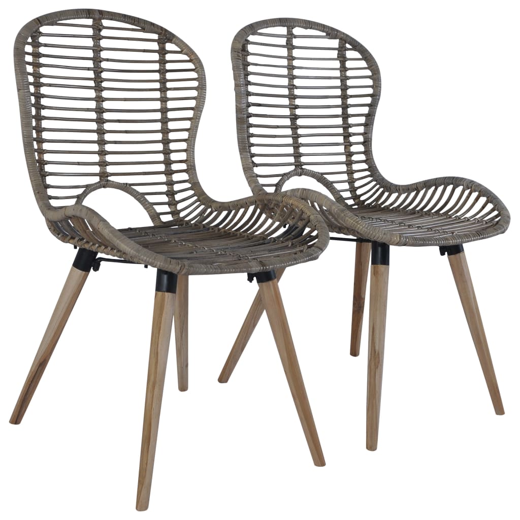 Sillas de comedor 2 unidades ratán natural marrón qweo9831