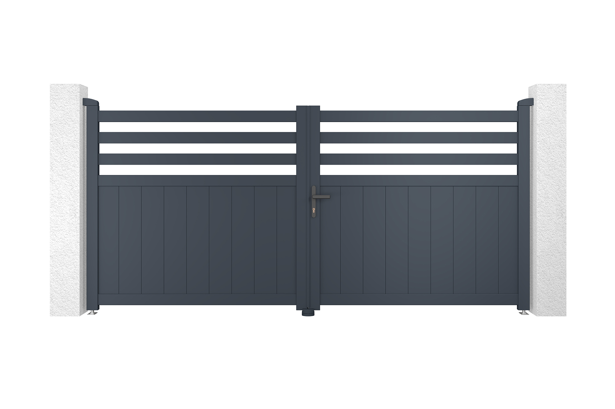 Puerta automática abatible 3m nevis a.140cm gris + motor con brazo b500