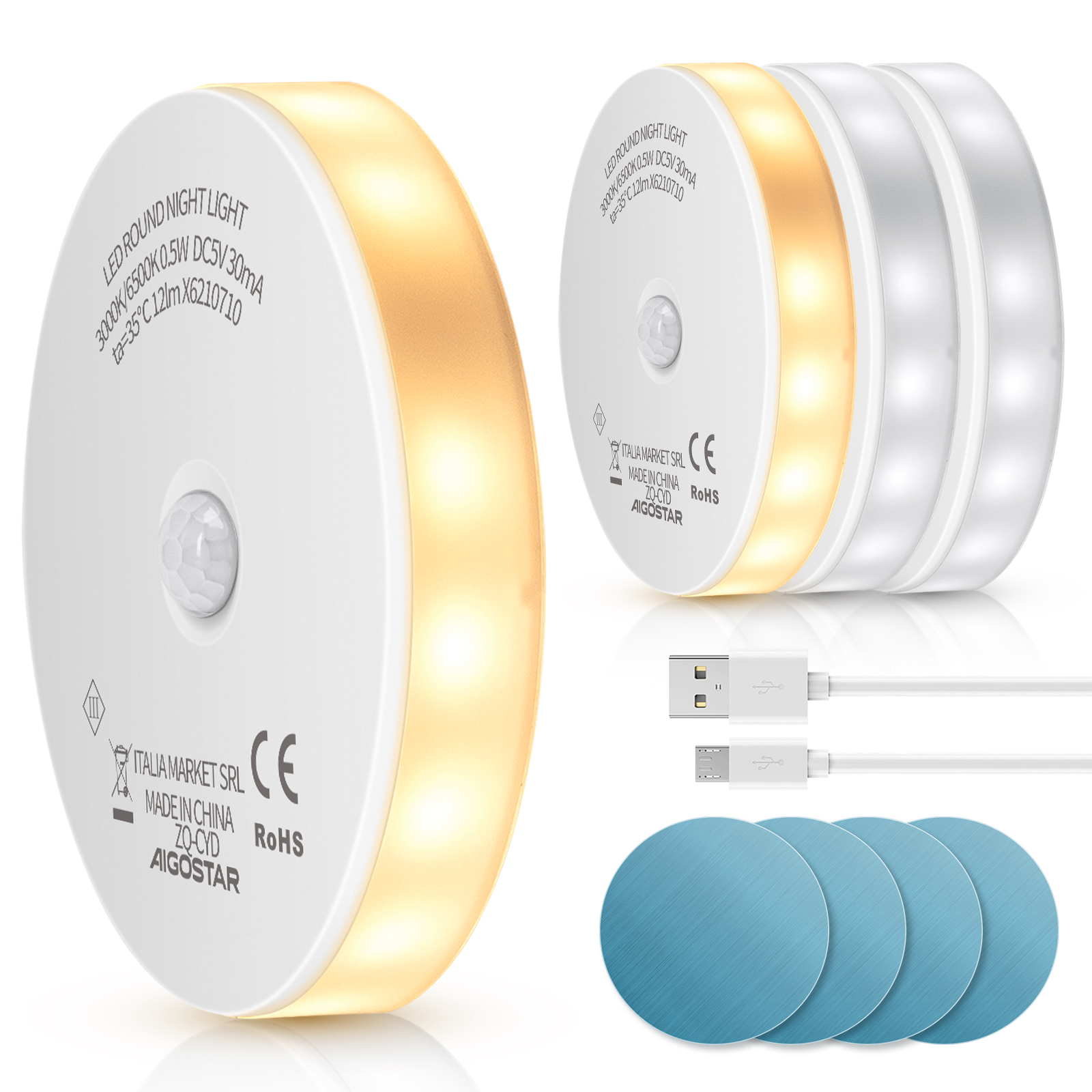 Aigostar luz nocturna LED con sensor y tira magnética