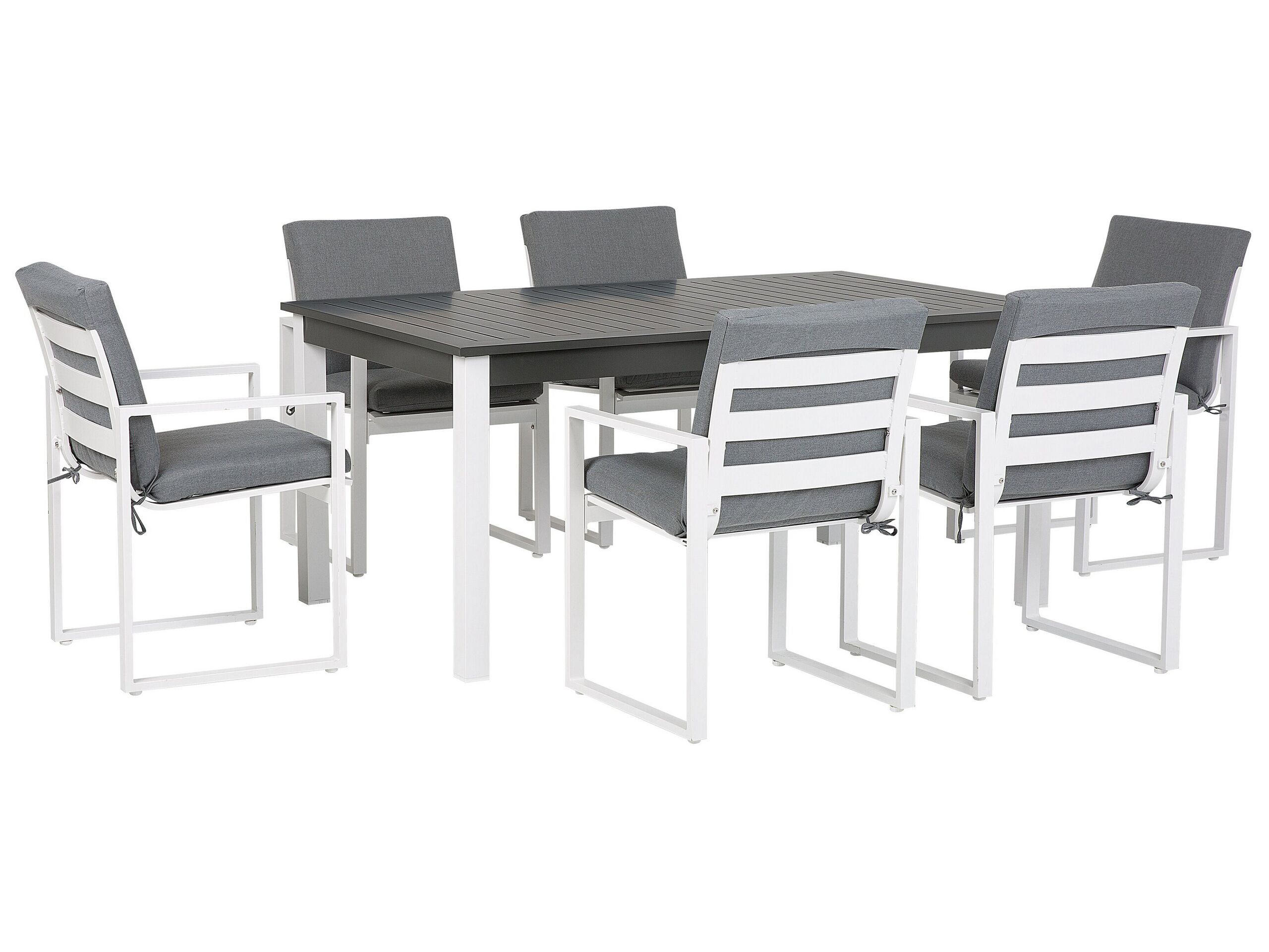 Conjunto de comedor exterior 6 plazas pancole con cojines metal gris